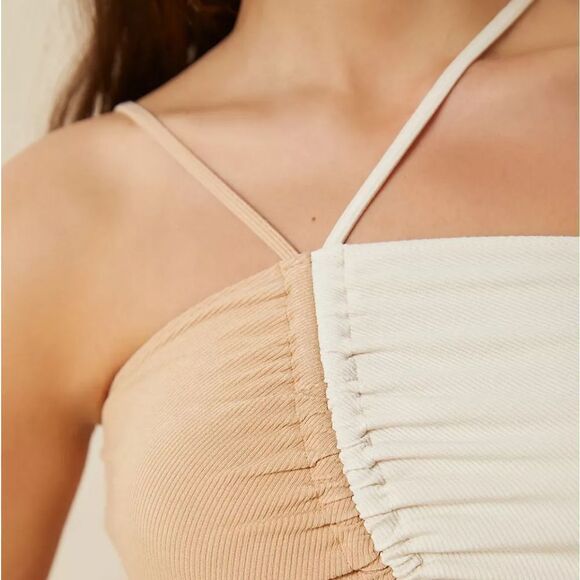 Anthropologie Two-Toned Asymetic Rouched Top - Picture 2 of 7